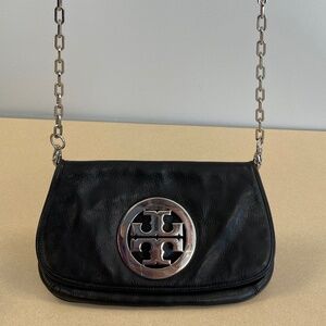 Tory Burch Leather Clutch/Shoulder Bag with Silver Hardware - Preowned